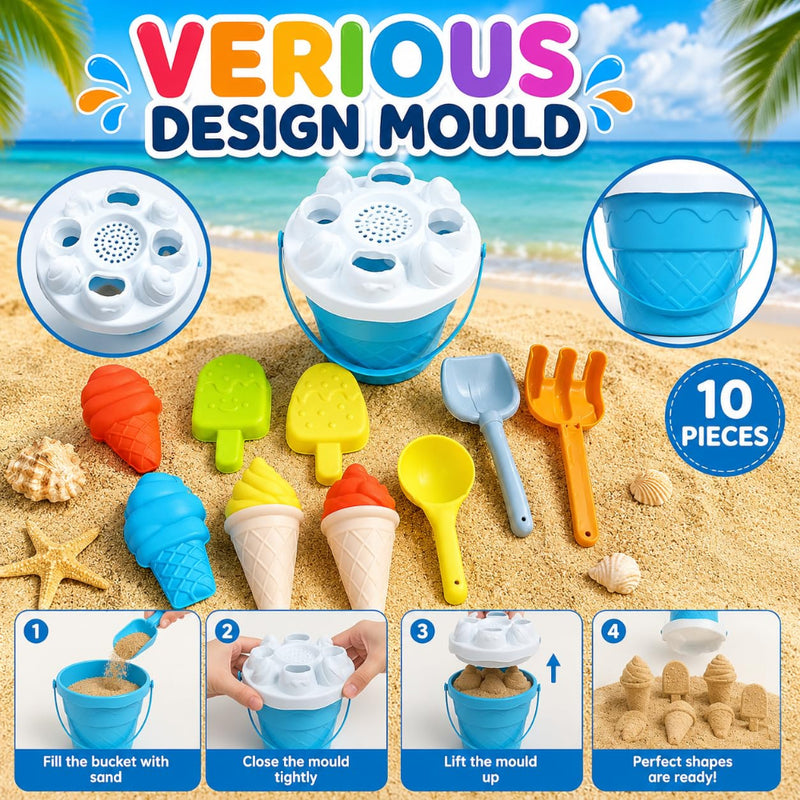 KV Toys Sand Play Accessories Kit for Outdoor Beach Play -Multicolor