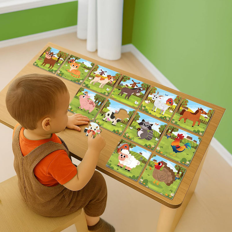 Play Panda Farm Animals Puzzle Set