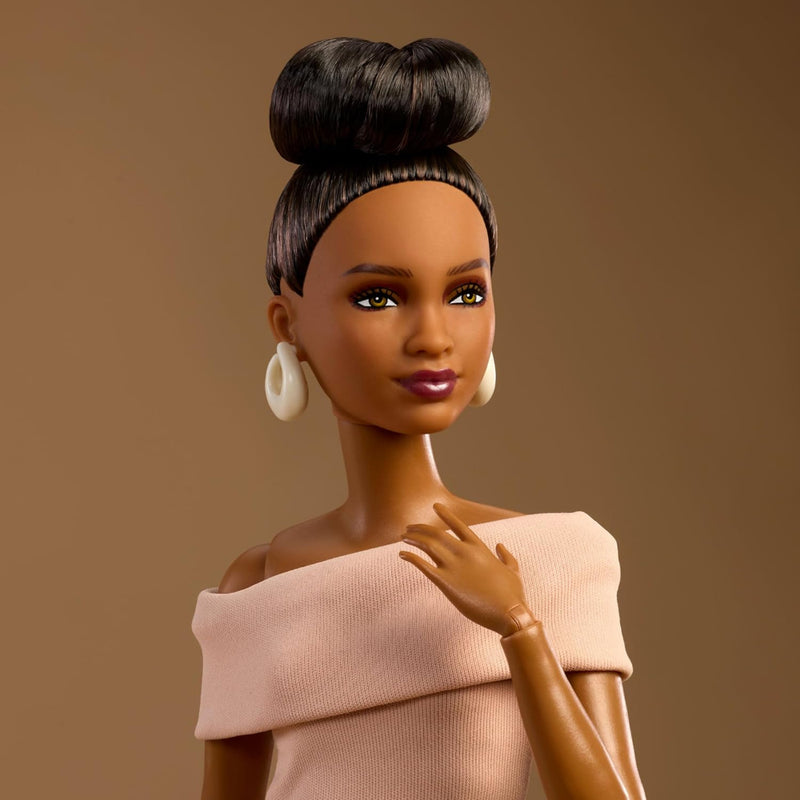 Barbie Basics Model 08 With Brunette Hair In Tan Dress & Strappy Heels Collectible Doll