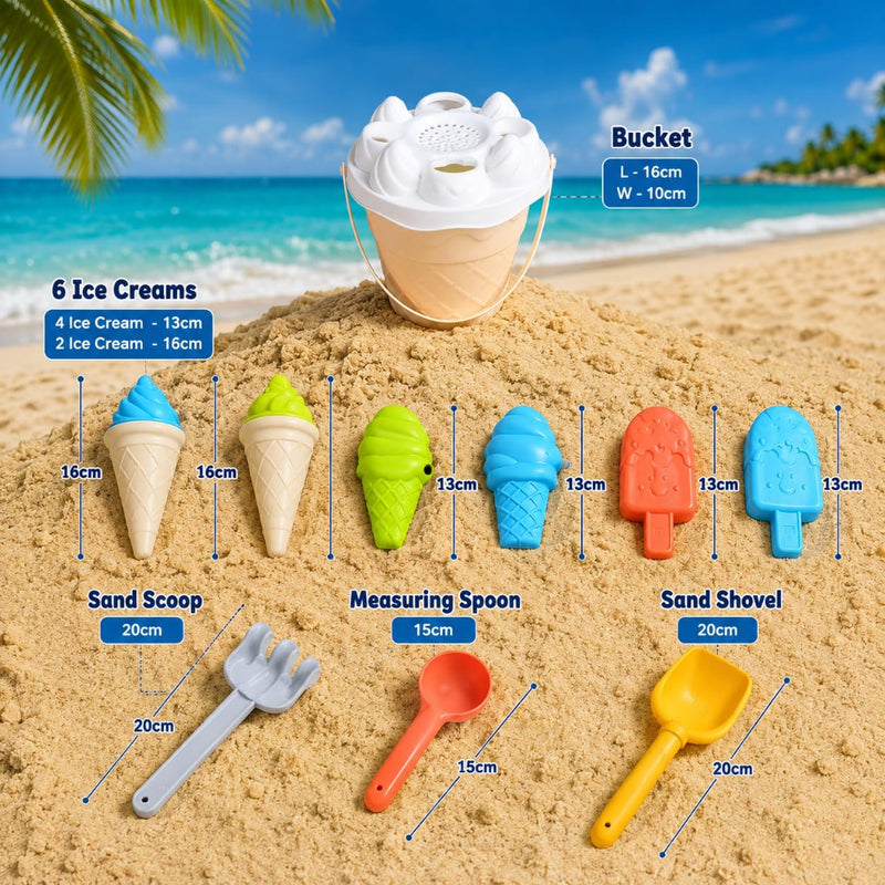 KV Toys Sand Play Accessories Kit for Outdoor Beach Play -Multicolor