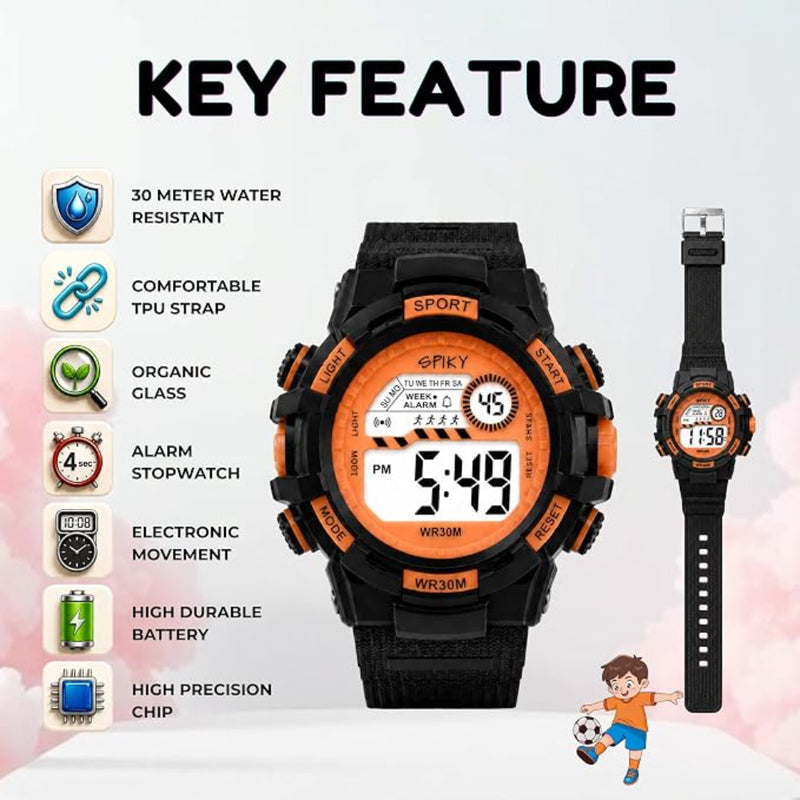 Spiky SPKEVA67 Round Dial Sports Watch With Luminous Display Alarm Day & Date Calendar