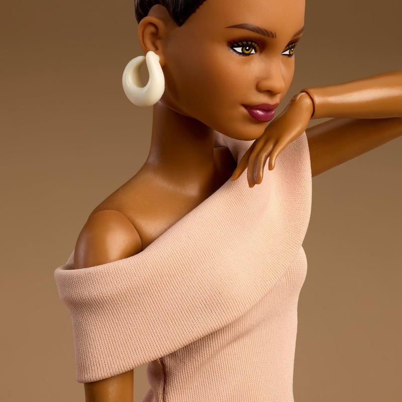 Barbie Basics Model 08 With Brunette Hair In Tan Dress & Strappy Heels Collectible Doll