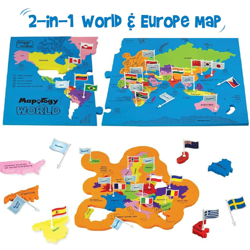 Imagimake Mapology World With  Flags & Flashcards  With 1 Monument Set