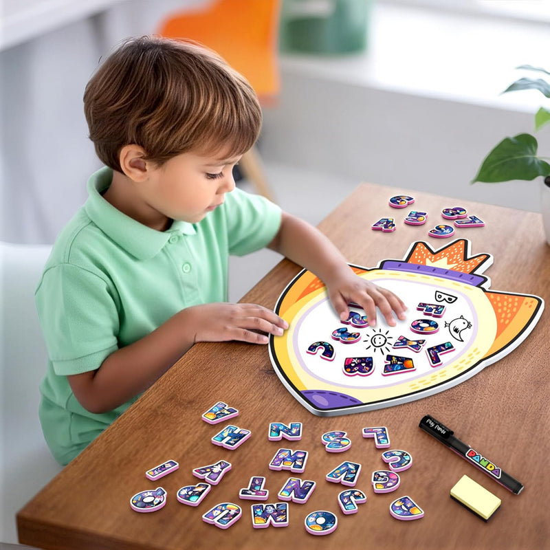 Play Panda Rocket Magnetic Board with 72 Alphabet & Number Magnets