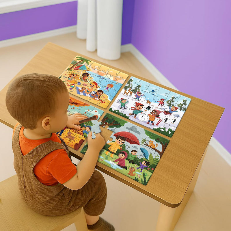 Play Panda 4 in a Box Seasons Puzzle