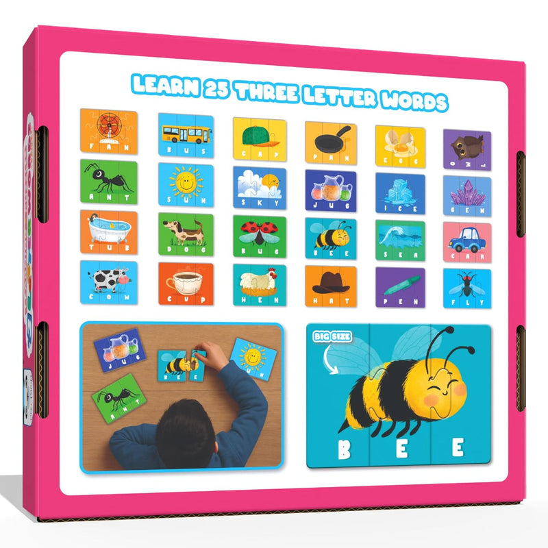 Play Panda 3 Letter Words Puzzle Set with 75 Pieces for Kids