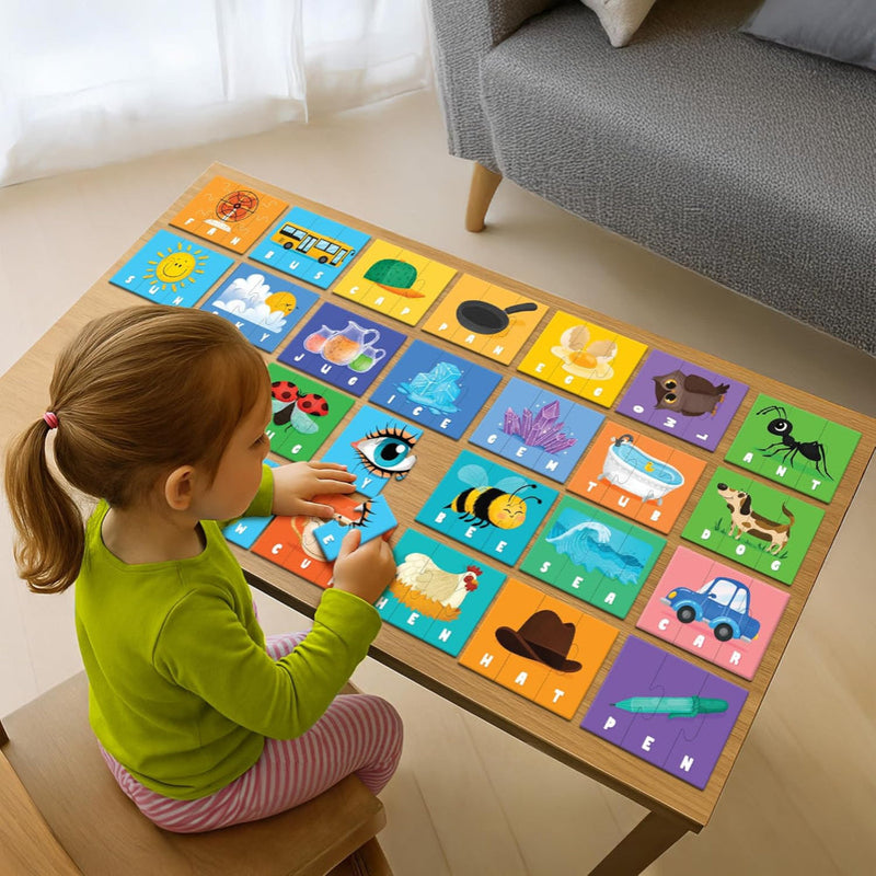 Play Panda 3 Letter Words Puzzle Set with 75 Pieces for Kids