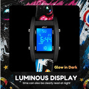 Spiky Adventure Printed Strap Digital Kids Watch With Luminous Display