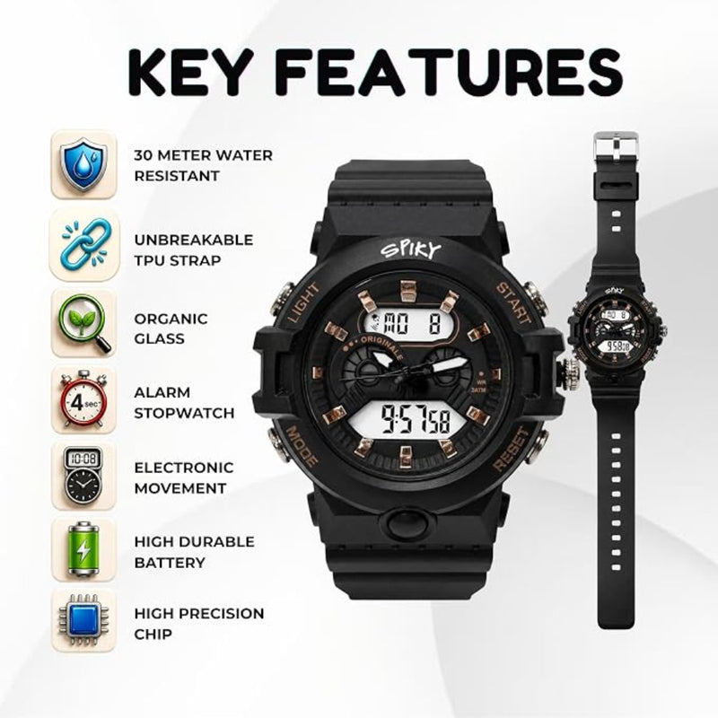Spiky SPKEVA71 Round Analog Digital Sports Watch