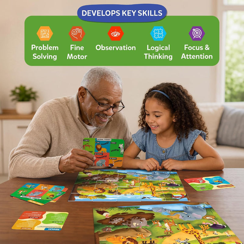 Skillmatics Puzzle & Learn - All About Wild Animals