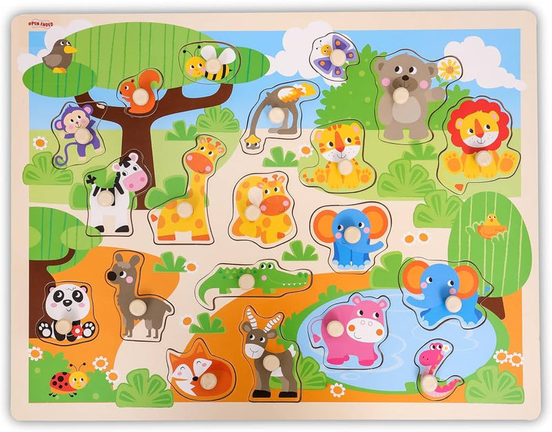 Open Ended Giant Peg Puzzle - Jungle Animals