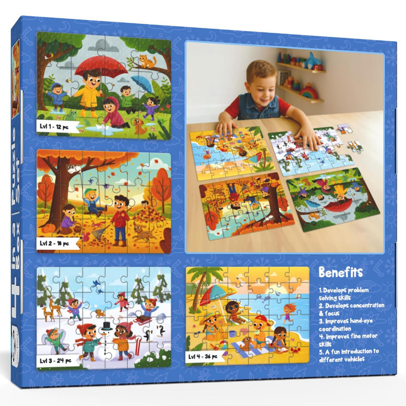 Play Panda 4 in a Box Seasons Puzzle
