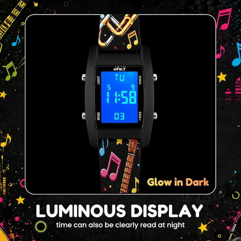 Spiky Adventure Printed Strap Digital Kids Watch With Luminous Display