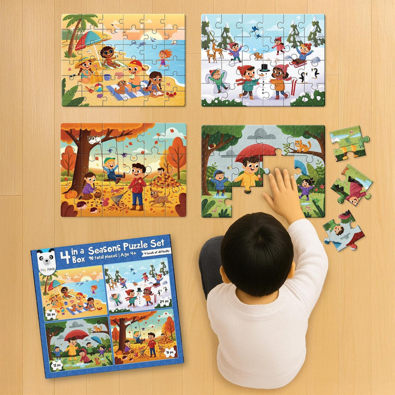 Play Panda 4 in a Box Seasons Puzzle