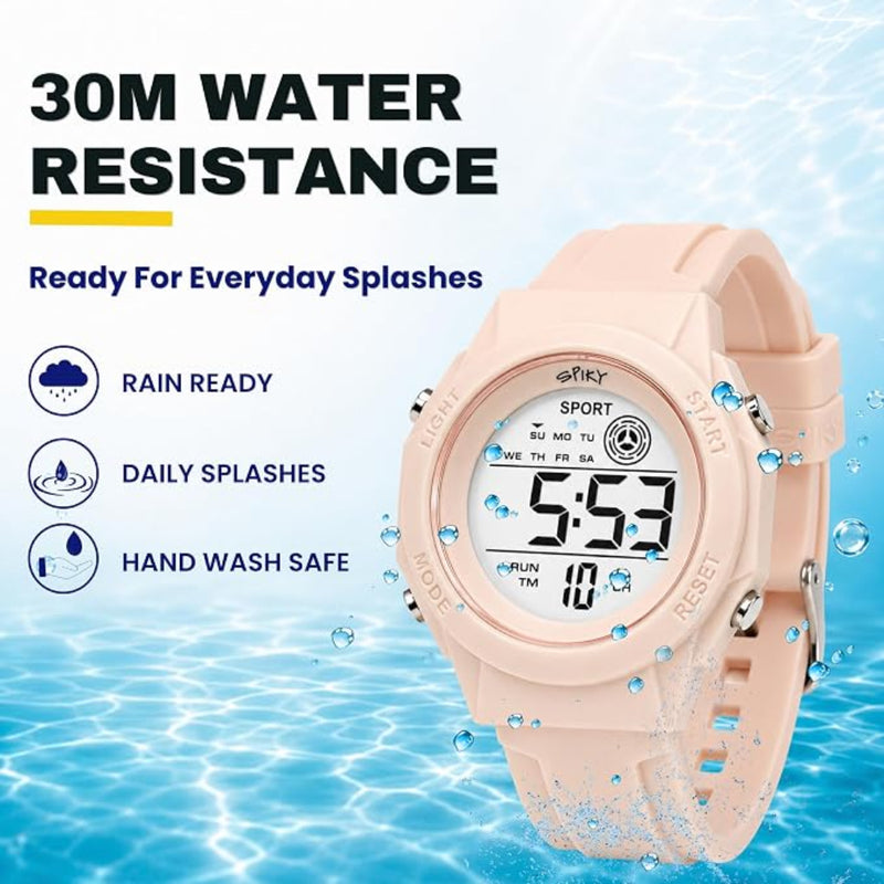 Spiky SPKEVA69 Digital Sports Watch | 7-Color LED Display & Waterproof Watch