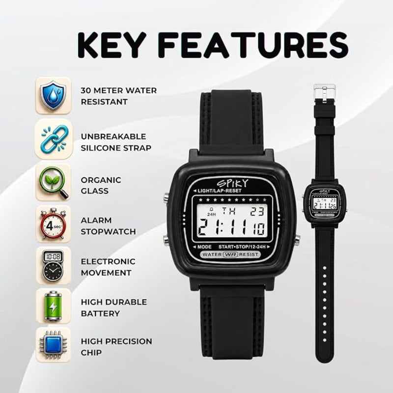 Spiky SPKEVA62 Square Digital Watch