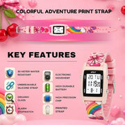 Spiky Adventure Printed Strap Digital Kids Watch With Luminous Display