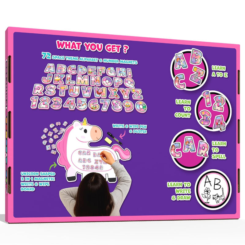 Play Panda Rocket Magnetic Board with 72 Alphabet & Number Magnets