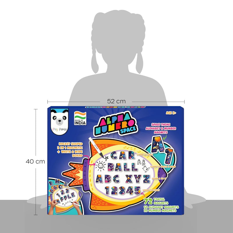 Play Panda Rocket Magnetic Board with 72 Alphabet & Number Magnets