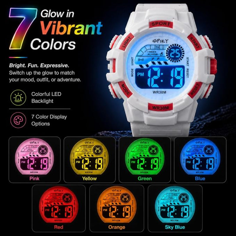 Spiky SPKEVA67 Round Dial Sports Watch With Luminous Display Alarm Day & Date Calendar