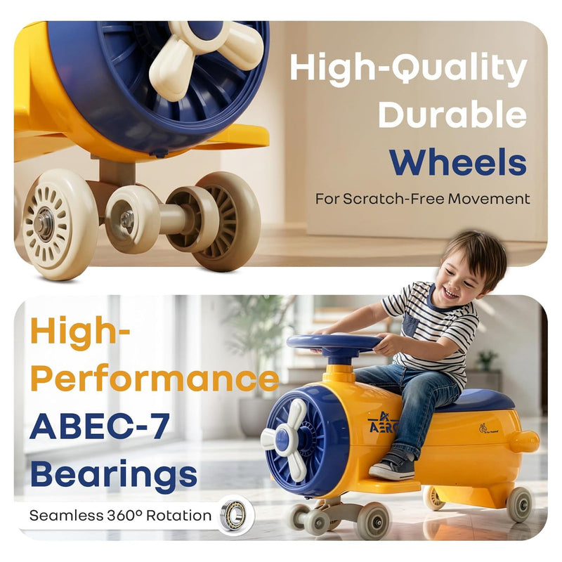 R for Rabbit Iya Iya Aero Ace Swing Car for Kids - Orange Blue