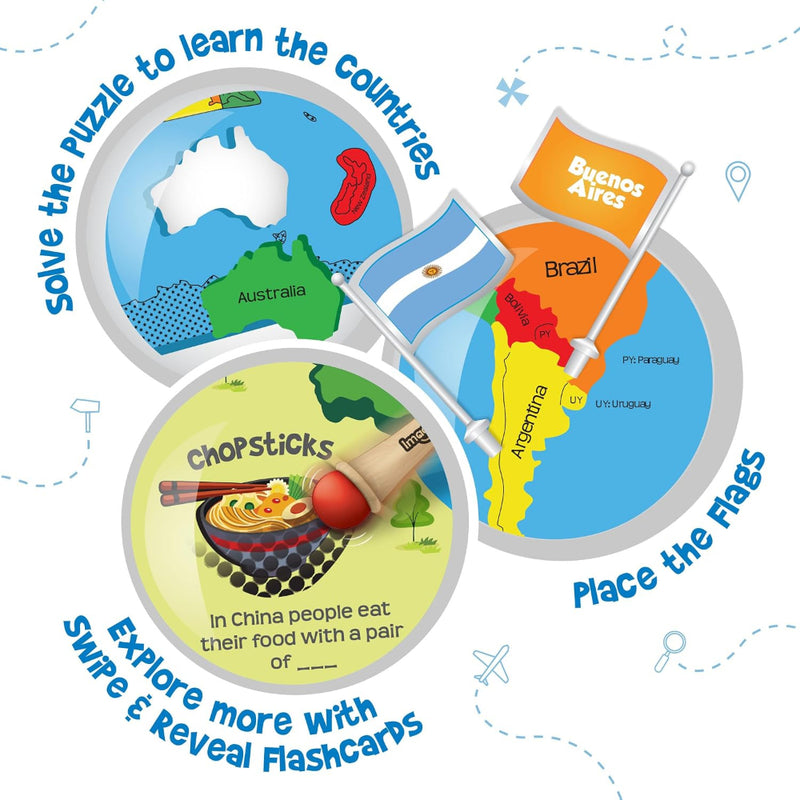 Imagimake Mapology World With  Flags & Flashcards  With 1 Monument Set