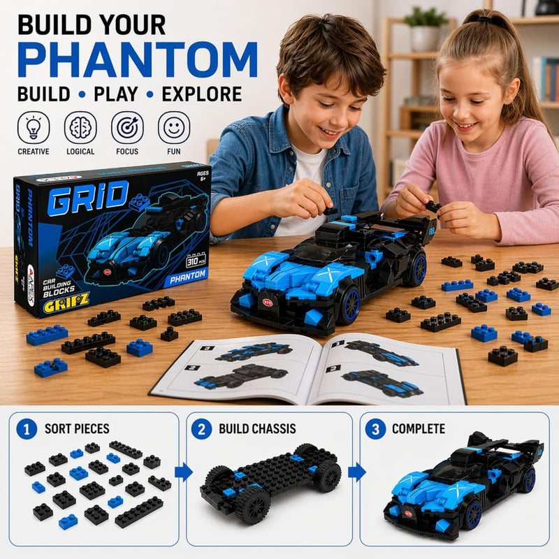 Apex Gripz Grid Car Building Blocks Set-Phantom (310pcs)