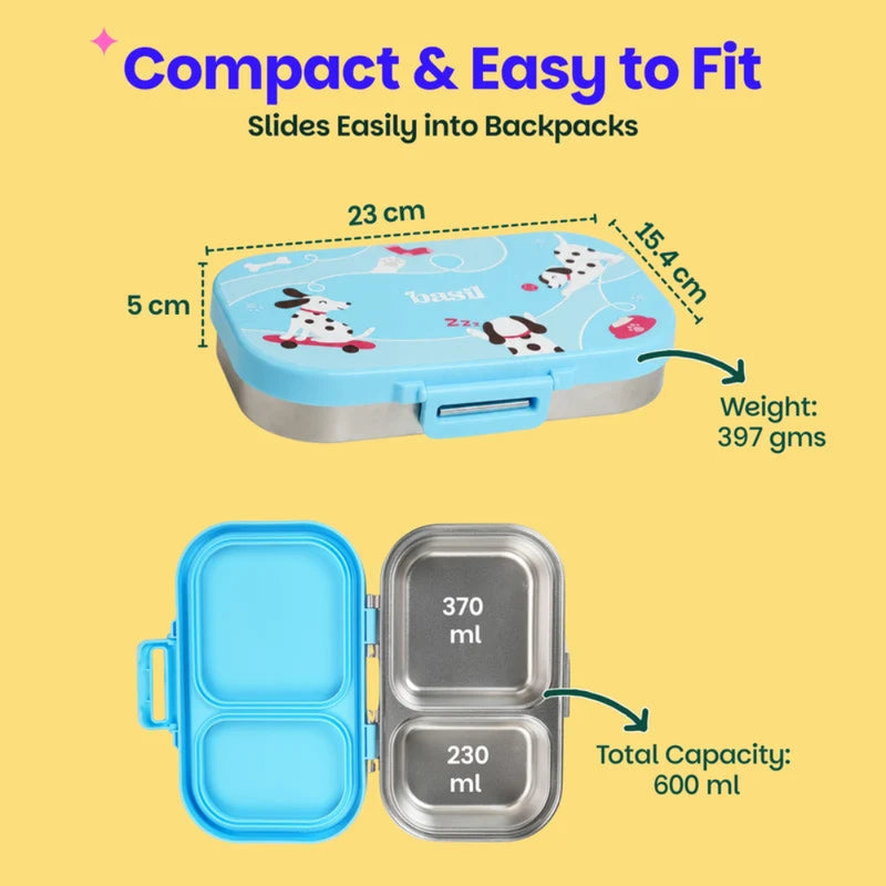 Basil Bento Ace 2 Section Lunch Box -600ml