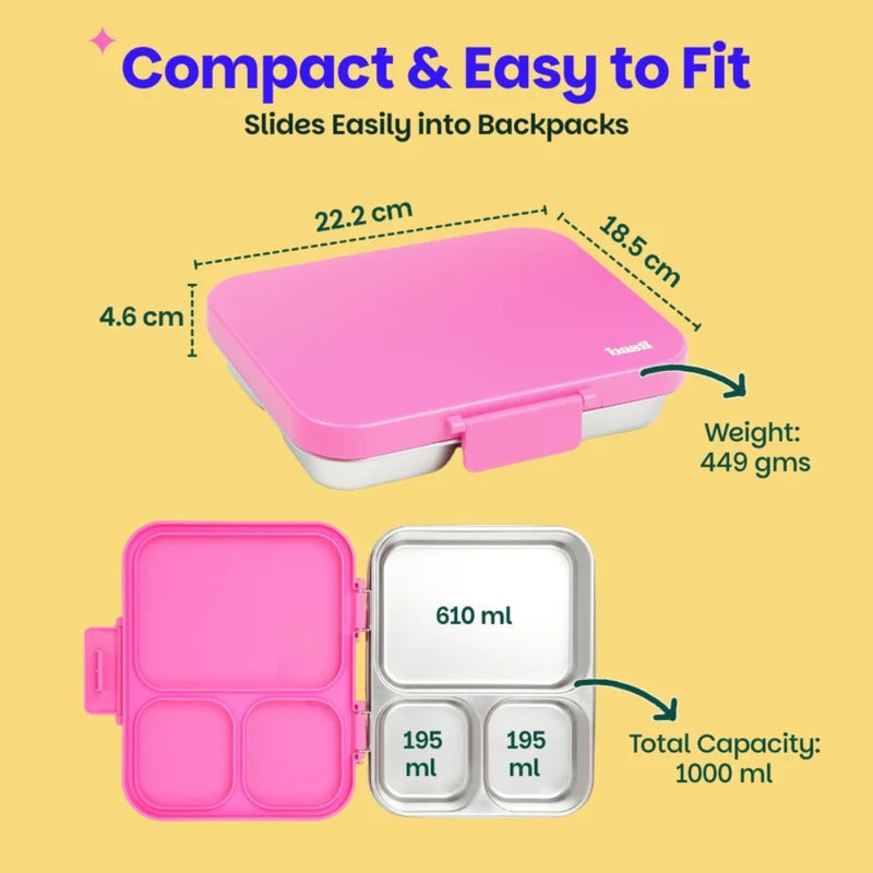 Basil Bento Ace 3 Section Lunch Box - 1000ML