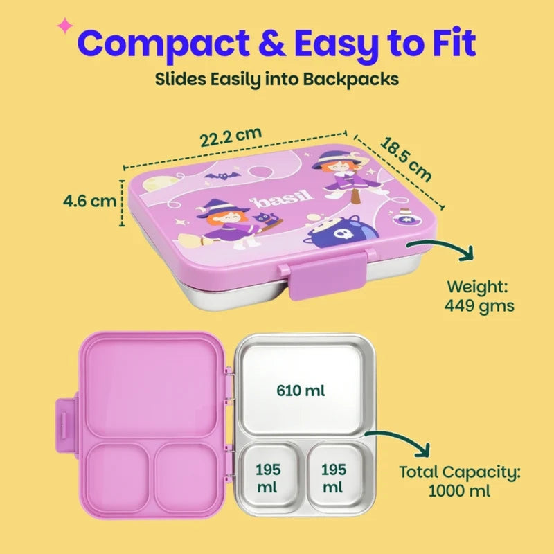 Basil Bento Ace 3 Section Lunch Box - 1000ML