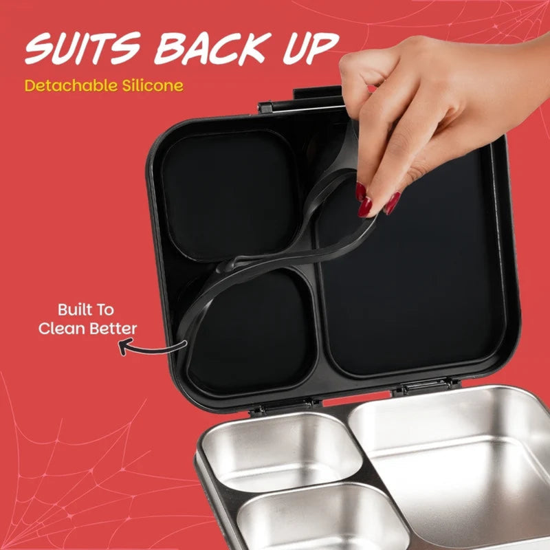Basil Bento Ace 3 Compartment Stainless Steel Lunch Box - 1000ml