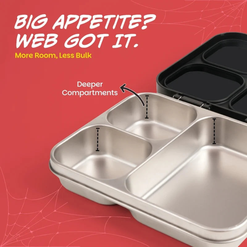Basil Bento Ace 3 Compartment Stainless Steel Lunch Box - 1000ml