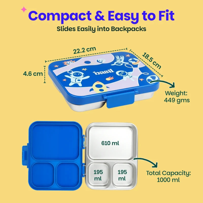 Basil Bento Ace 3 Section Lunch Box - 1000ML