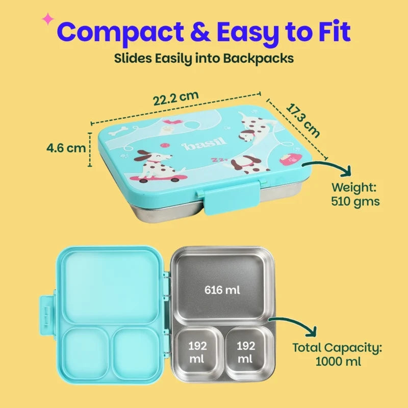 Basil Bento Ace 3 Section Lunch Box - 1000ML