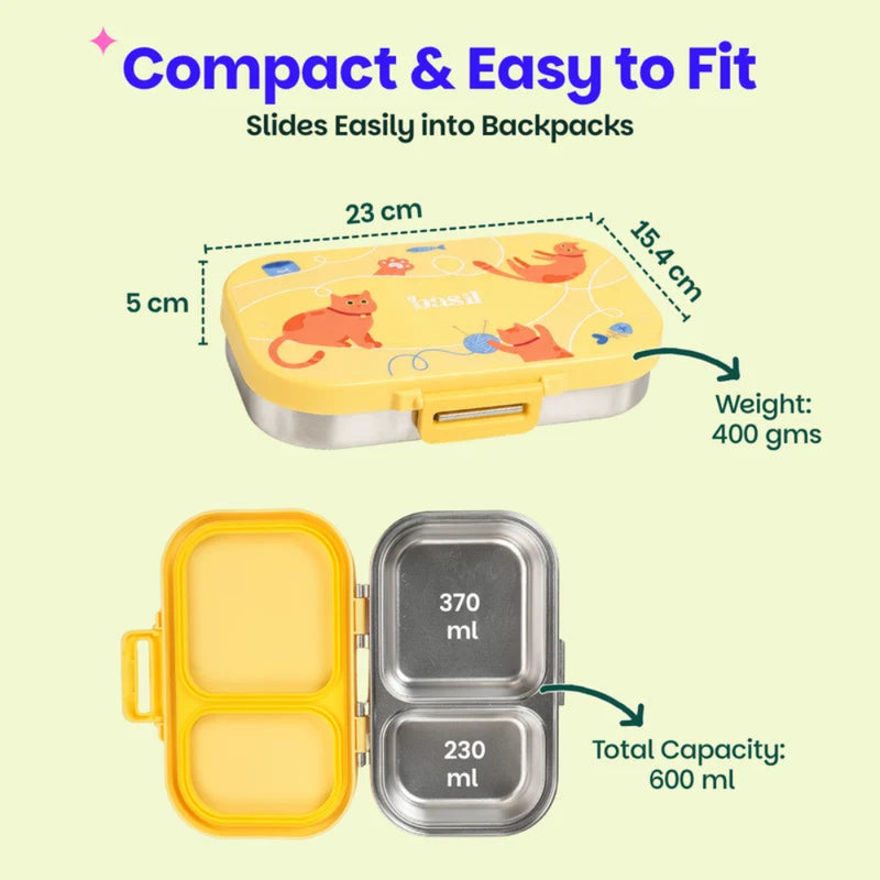 Basil Bento Ace 2 Section Lunch Box -600ml