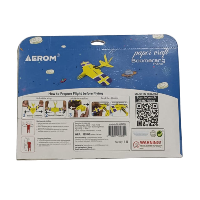Aerom Paper Craft Boomerang Plane-Arts & Crafts-Aerom Thunderbird-Toycra
