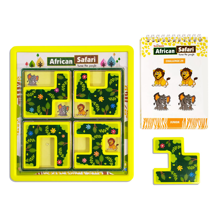 African Safari Logic Puzzle Game | 132 Challenges | 5-Piece Puzzle Set | Brain Teaser for Kids-simple-Toymate-Toycra