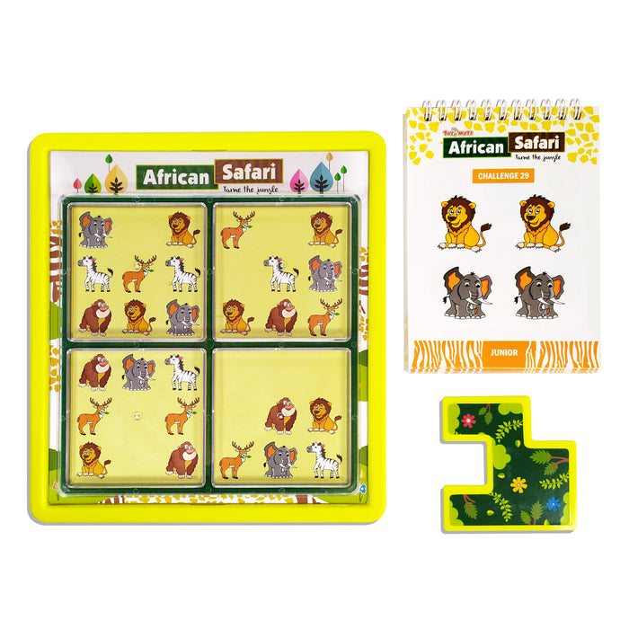 African Safari Logic Puzzle Game | 132 Challenges | 5-Piece Puzzle Set | Brain Teaser for Kids-simple-Toymate-Toycra