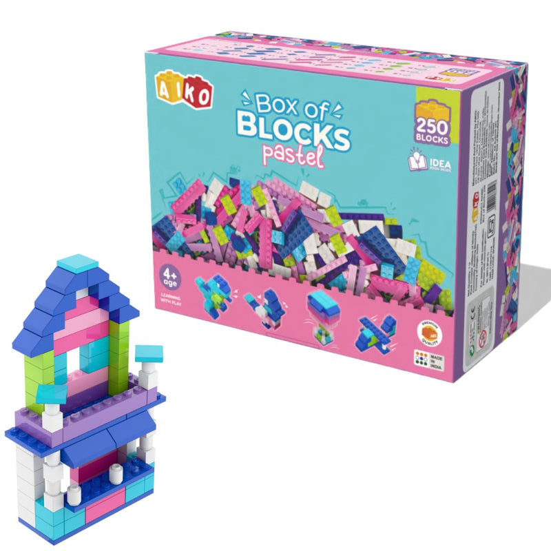 Aiko Box of Blocks Pastel Building Set - 250 Pcs