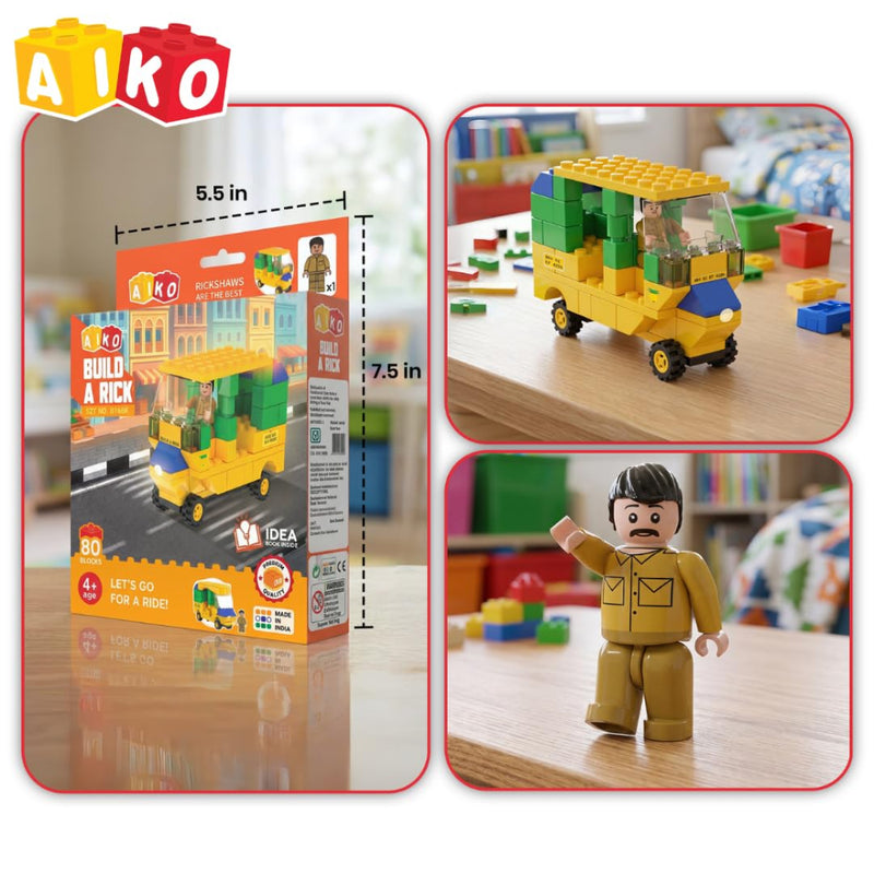 Aiko Build-a-Rick DIY Auto Rickshaw Building Block Bricks Toy