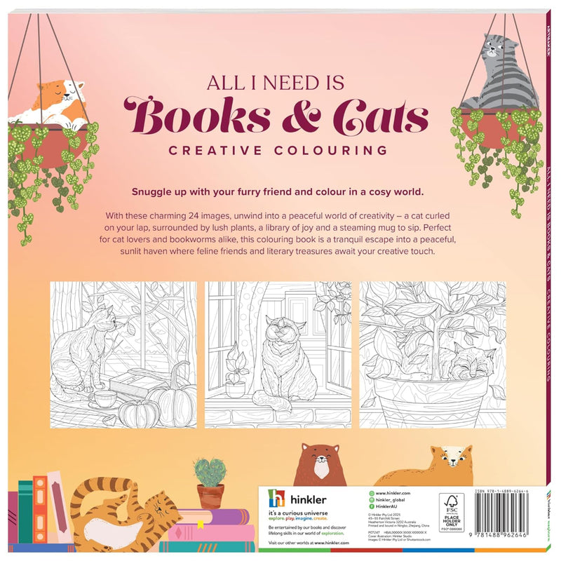 All I Need Is Books & Cats Creative Colouring