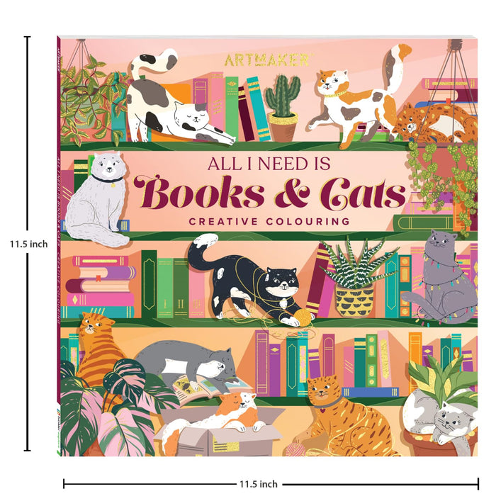 All I Need Is Books & Cats Creative Colouring-Activity Books-Pp-Toycra