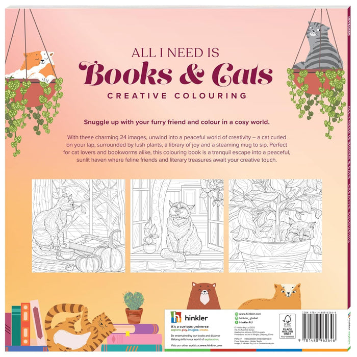 All I Need Is Books & Cats Creative Colouring-Activity Books-Pp-Toycra