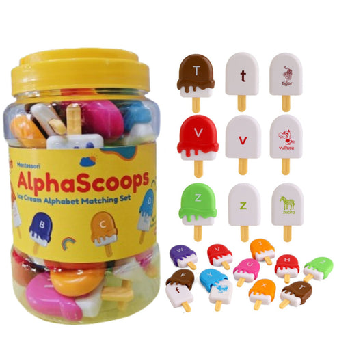 Alpha Scoops Ice Cream Montessori Alphabet Matching Game (52 pcs)-Learning & Education-Open Ended-Toycra