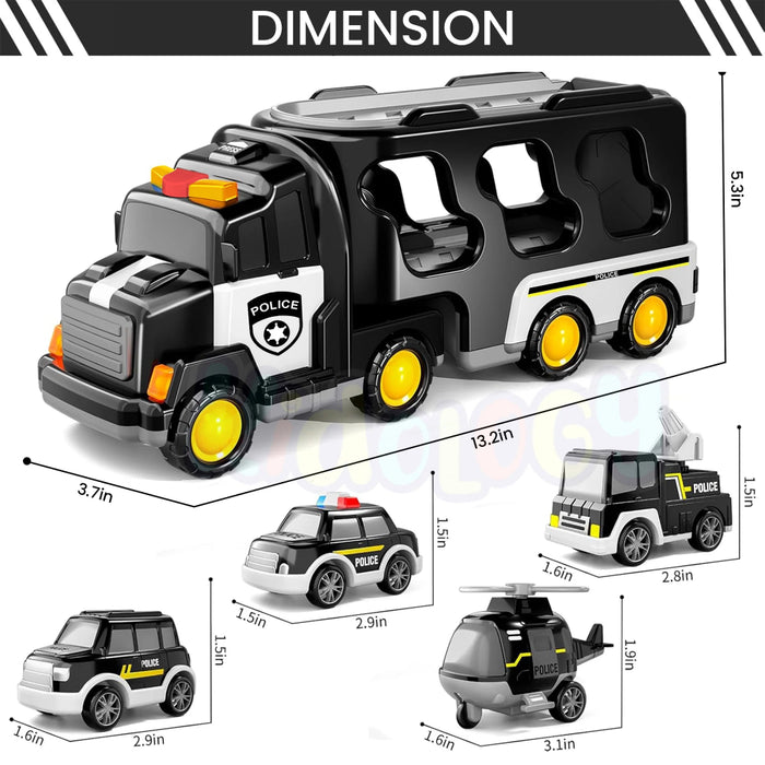 Alphabet Baby 5-in-1 Rescue Vehicles Police Truck -Black-Vehicles-Alphabet Baby-Toycra