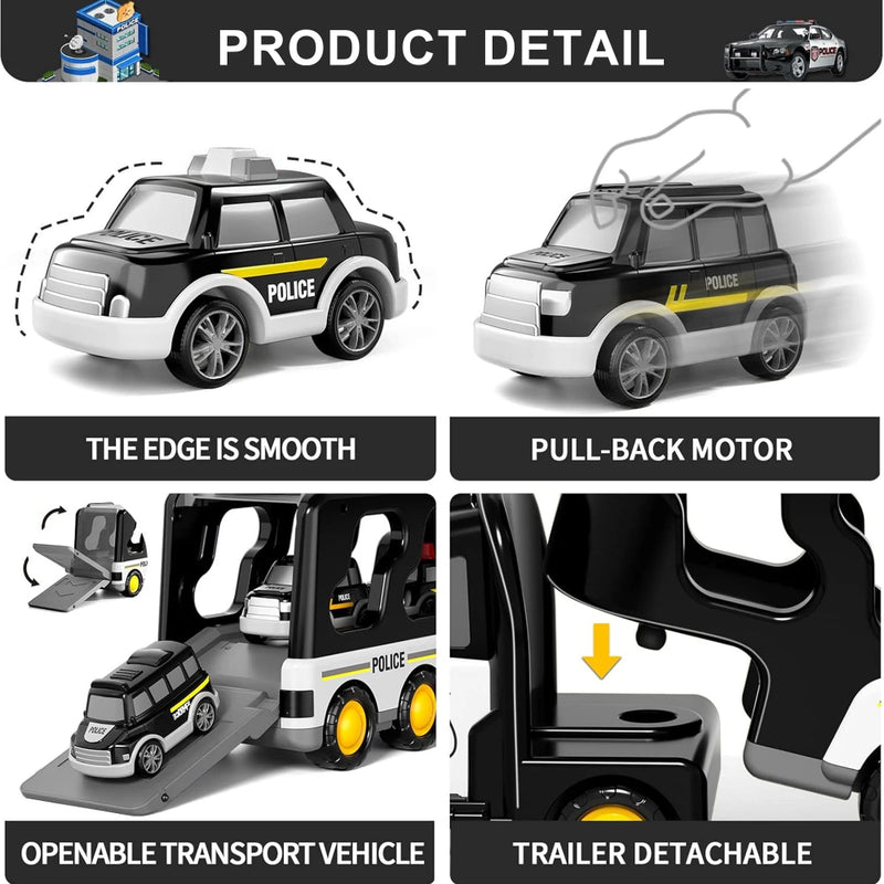 Alphabet Baby 5-in-1 Rescue Vehicles Police Truck -Black