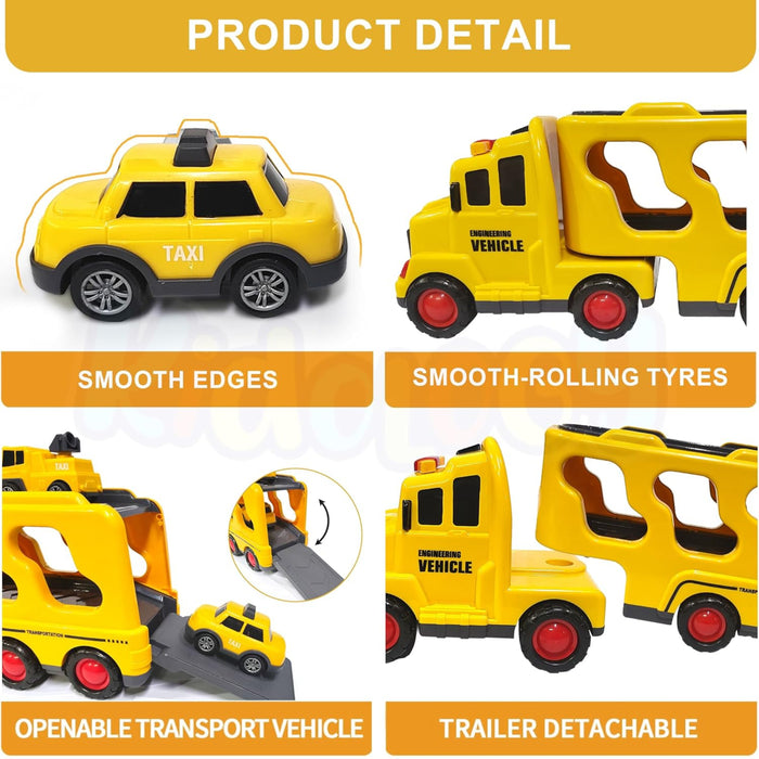 Alphabet Baby 5-in-1 Transporter Truck-Emergency vehicle Yellow-Vehicles-Alphabet Baby-Toycra
