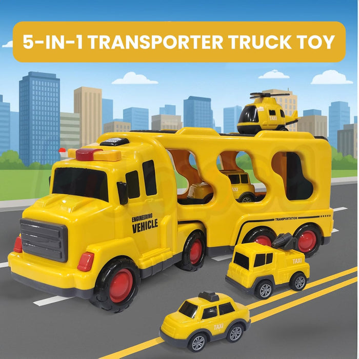 Alphabet Baby 5-in-1 Transporter Truck-Emergency vehicle Yellow-Vehicles-Alphabet Baby-Toycra