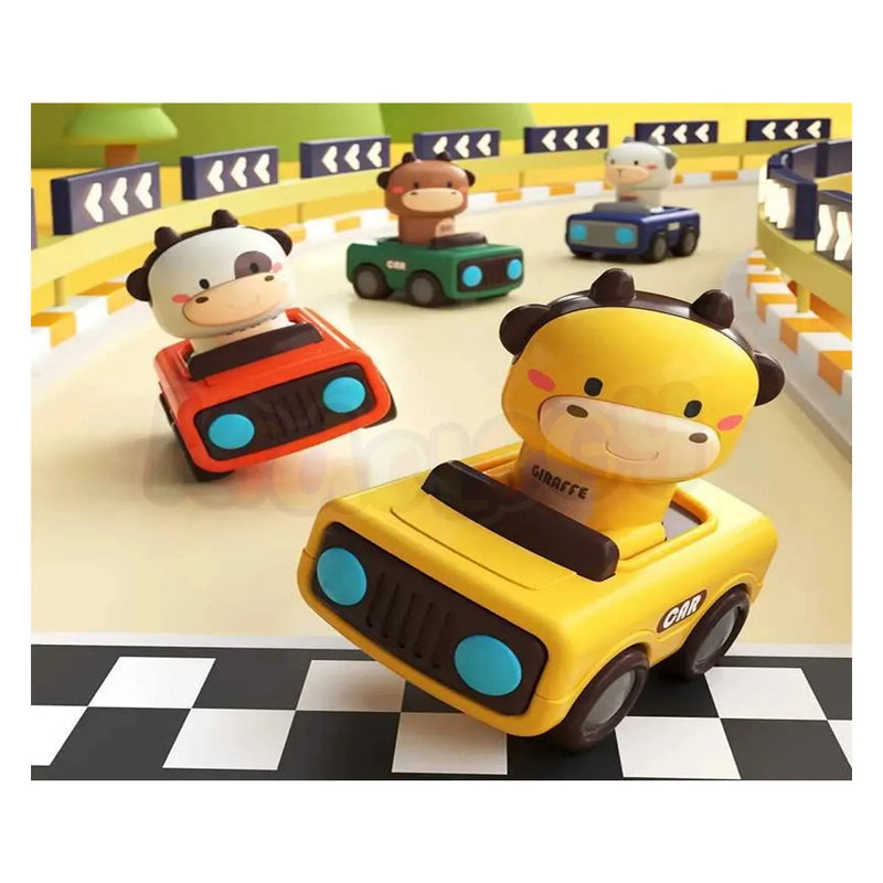 Alphabet Baby Press & Go Animal Face Racing Cars - Pack of 4