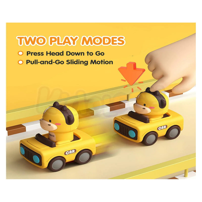 Alphabet Baby Press & Go Animal Face Racing Cars - Pack of 4